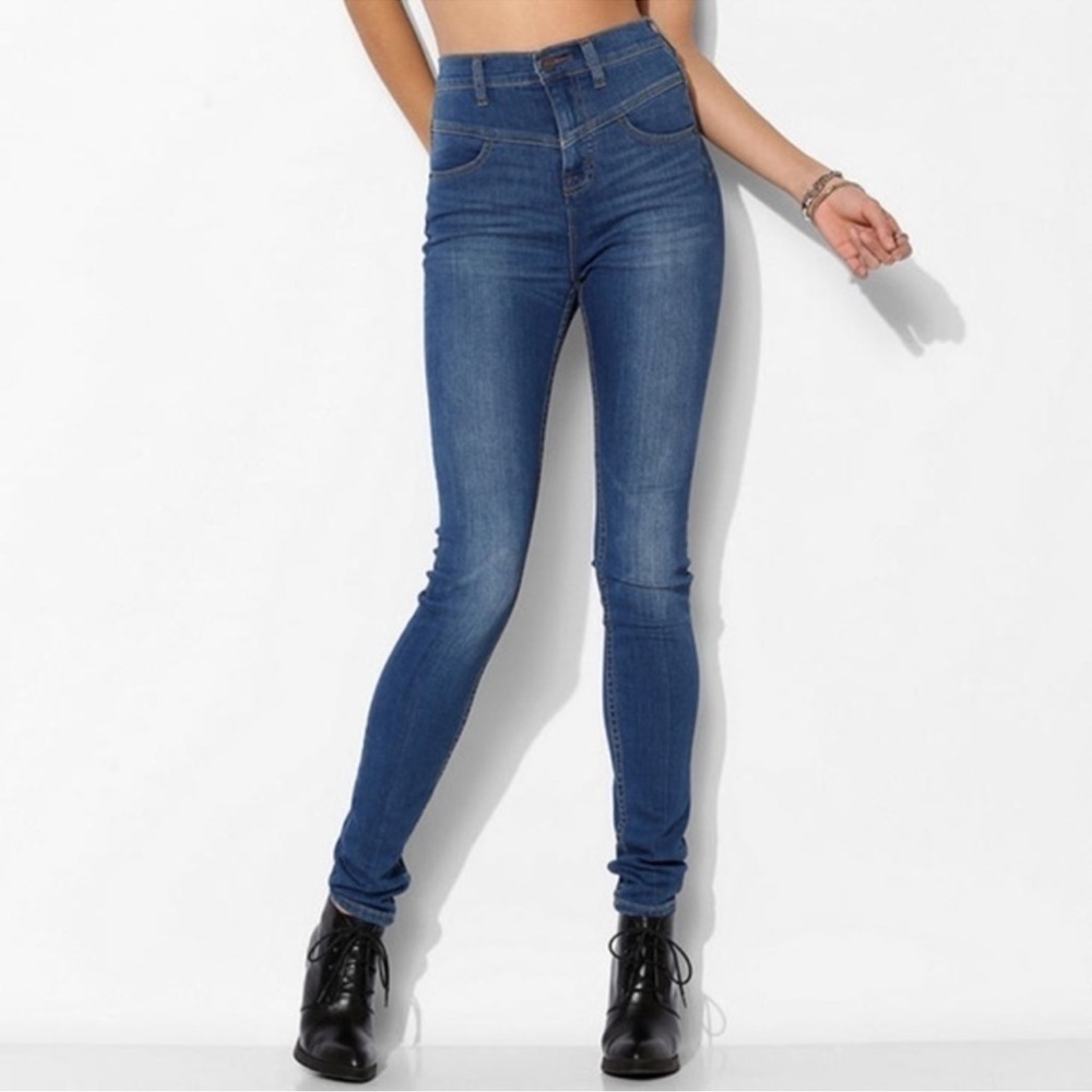 BDG Blue Seamed High-Rise Skinny Jesse Jean in Shane Wash Size 27 Inseam 29